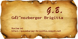 Günszberger Brigitta névjegykártya